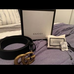 Black Leather Pigskin GG Belt